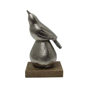 Esculturas de gorrión de aluminio con Base de madera, figuritas abstractas con acabado de níquel para el hogar, sala de estar Decoración Para, escultura de escritorio - Product Image 4