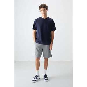 Camiseta Básica para Hombre, Color Azul Marino, 100% Algodón Jersey, Gruesa, Suave, Texturizada, Corte Holgado -88353 - Product Image 3