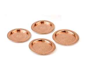 Venta directa de fábrica Juego de posavasos de cobre hecho a mano Diseño martillado Hecho de cobre puro con mesa decorativa de forma redonda - Product Image 3