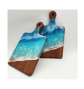 Vente chaude Top Qualité Résine Époxy Bois Hacher Servir Plateau De Fromage pour Charcuterie Alimentaire Fromage Fruits Utiliser Artisanat Naturel - Product Image 3