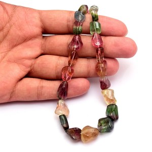 AAA + Bio turmalina 8x9mm-14x18mm pepitas de talla orgánica Natural Multi turmalina piedras preciosas cuentas caídas para joyería - Product Image 3