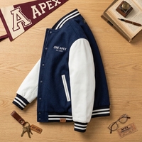 Maßgefertigte Marine-Weiße Lederjacke Vintage Bomber Letterman Streetwear Jacke OEM ODM Private Label Hersteller USA