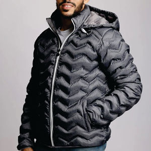 Chaqueta de invierno negra con estampado completo para hombre, chaqueta acolchada gruesa con cuello levantado y logotipo personalizado de North - Product Image 6