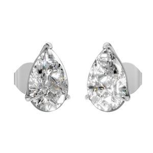 Boucles d'oreilles tendance en or blanc 14 carats, 4 carats au total, couleur D, clarté VVS, moissanite taille poire, pour mariage ou anniversaire - Product Image 1