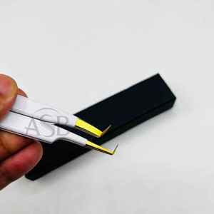 Pince à cils professionnelle en acier inoxydable 90 65 degrés ton or blanc forte adhérence pince à cils en fibre pointue durable - Product Image 1