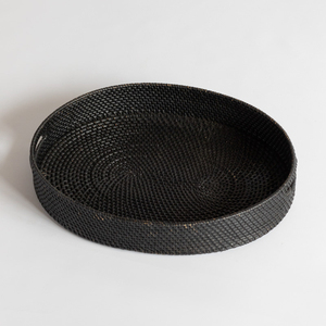 Grossiste Plateau de service décoratif multifonctionnel en rotin de forme ronde méticuleusement fabriqué à la main blanc lavé pour la décoration intérieure - Product Image 4