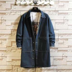 <b>Men's</b> Winter <b>Trench</b> <b>Coat</b> with Stand Collar Fashion <b>Black</b> Loose Outerwear Featuring Turn-Down Collar Big Pockets Front Logo - Product Image 6