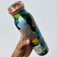 Bouteille d'eau en cuivre pur 1000 ml – Hydratation quotidienne, style de vie ayurvédique, détox, bien-être, fitness, yoga, voyage, gym, école, bureau, camping