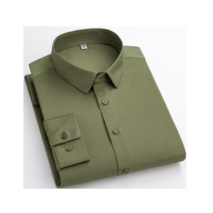 เสื้อเชิ้ตแขนยาวผู้ชายผ้าสแปนเด็กซ์/ โพลีเอสเตอร์ผ้าซาตินกันรอยยับมีกระดุมคอปกแบบลำลองระบายอากาศได้ดีแห้งเร็ว - Product Image 2