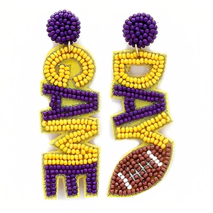 Boucle d'oreille perlée Tigers Gameday accessoire plaqué or pour mettre en valeur l'esprit d'équipe dans le style pour les mariages ou les cadeaux de fiançailles - Product Image 2