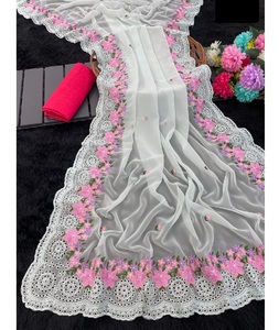 Las mujeres más hermosas usan colecciones y blusa de Sari de trabajo de bordado pesado hermoso estilo Bollywood pesado con precio bajo - Product Image 1