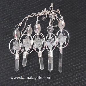 Pendule à étoiles filantes en cristal naturel 3 pièces Feng Shui Merkaba Star 7 Chakra Reiki Pendule à pierres précieuses Artisanat en pierre semi-précieuse - Product Image 5