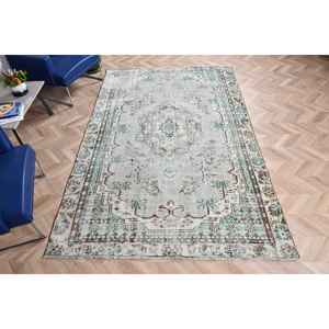 Alfombra Turca Vintage, Alfombra Grande de 5.9x9.2 pies (179x280 cm), Alfombra Azul de Lana del Suroeste - Product Image 4