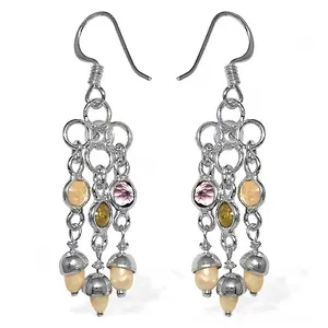 Boucles d'oreilles pendantes vintage en or plaqué, perles et diamants pour les mariages des femmes - Product Image 2