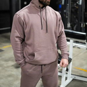 Survêtement unisexe à manches longues décontracté et lourd brodé personnalisé de 390gsm Ensemble survêtement à capuche avec poche kangourou - Product Image 3