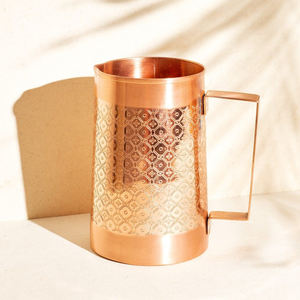 Qualité d'exportation Prix raisonnable Conception de gravure en cuivre pur Pichet à eau potable de taille personnalisée avec poignée Pour la maison Vaisselle de mariage - Product Image 4
