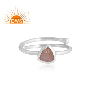 Latest Selling 925 Sterling Silver Natural Peach <b>Moon</b> Stone Gemstone <b>Ring</b> Custom Jewelry For Women Gift For Her - Product Image 3