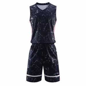Ensemble de maillot et short de basket-ball personnalisés, noir marbré, uniforme d'équipe sublimé, respirant, séchage rapide, vêtements de sport - Product Image 1