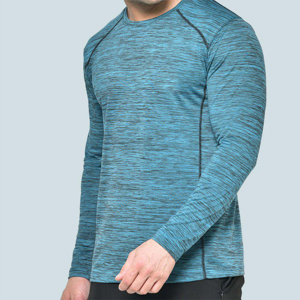 T-shirt de sport de gymnastique respirant à séchage rapide Anti-UV avec logo imprimé personnalisé pour hommes Chemise d'athlétisme à manches longues en coton et polyester vierge - Product Image 4