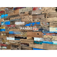 PANGESTU Panneaux muraux modernes en bois de teck recyclé, insonorisés, motif géométrique, pour villas et projets de divertissement domestique