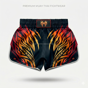 Wholesale Custom Logo Sublimation Muay Thai Shorts Premium Satin Muay Thai Kickboxing <b>Trunks</b> for <b>Men</b> - Product Image 6