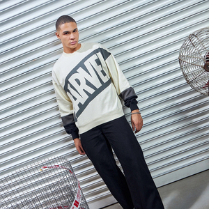 Sweat-shirt de style urbain unisexe à manches longues, col ras du cou, logo brodé, épaules dénudées, personnalisé pour hommes - Product Image 4