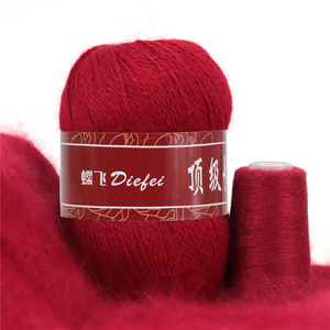 Fil de laine de vison fil de lapin angora à cheveux longs en fil à tricoter épais à la main - Product Image 4