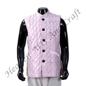 Indian Cotton Hand Block Print <b>Kantha</b> <b>Jackets</b> Pure Cotton Men's Winter Quilted <b>Jackets</b> Block Print Cotton <b>Jacket</b> - Product Image 4