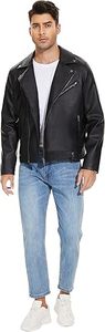 <b>Mens</b> Fashion <b>Leather</b> <b>Jackets</b> Slim Fit Faux Bomber Motorcycle Biker Coat with Lapel, Asymmetric Zip, and Belt for a Sharp Look - Product Image 6
