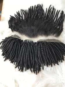 Vente en gros Extensions de cheveux humains naturels bruts Kinky Curly Transparent pour Lace Frontal Hair Kinky Curly Frontal Extensions de cheveux - Product Image 6