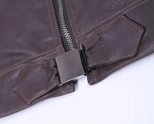 Chaqueta de Aviador de Piel de Oveja de Alta Calidad, Ajustada, de Cuero Sintético para Hombre, Chaqueta de Invierno Personalizada de Cuero Real con Cuello Camisero para Hombre - Product Image 4