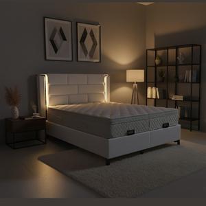 Ensemble de lit d'hôtel turc moderne de haute qualité avec sommier relevable, tête de lit rembourrée élégante et mousse haute densité avec surmatelas intégré - Product Image 2