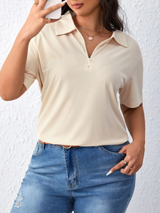 เสื้อยืดโปโลถักแขนสั้นระบายอากาศลำลองสำหรับผู้หญิงสำหรับฤดูร้อนโลโก้ปักพิมพ์ลาย - Product Image 6