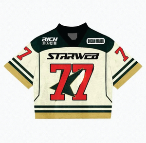 ชุดเสื้อฟุตบอลผู้ใหญ่ขายส่ง แบบสั่งทำพิเศษ พิมพ์ลายแบบ Sublimation เต็มตัว ระบายอากาศได้ดี ไซส์ใหญ่ แขนสั้น คอวี สำหรับอเมริกันฟุตบอล - Product Image 6