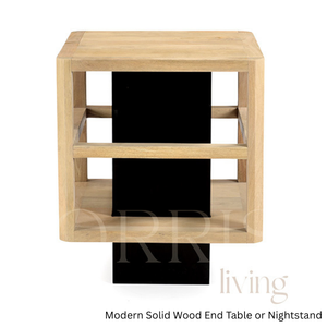 Table d'appoint sculpturale en bois de manguier - Table de chevet tout en bois avec cadre à niveaux ouverts - Table d'appoint en bois massif sur mesure pour salon - Product Image 2