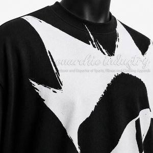 Camiseta Gráfica Negra y Blanca Extra Grande Personalizada, Algodón Grueso, Ropa Urbana, Fabricante de Ropa de Marca Privada OEM ODM - Product Image 6