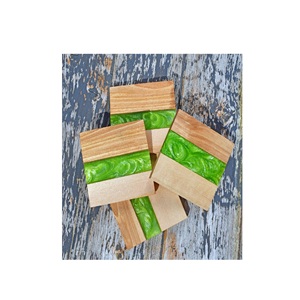 Wood and Resin Coasters for Home Office or <b>Christmas</b> Housewarming for <b>Table</b> Use Stylish Black Color Cups and Drinks - Product Image 2