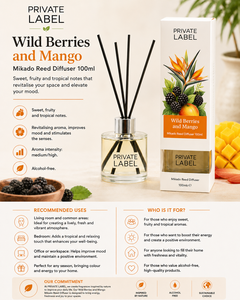 Private Label Wild Berries & Mango Botanical <b>Reed</b> <b>Diffuser</b> 100ml OEM | Alcohol Free Mikado Home Fragrance | Spain EU - Product Image 3