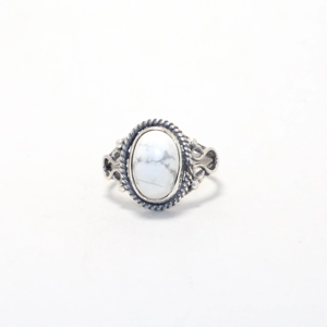 High Quality Silver Howlite <b>Rings</b> for Women <b>Statement</b> <b>Ring</b> 925 Sterling Silver Daily Wear Jewelry for Her for Party Occasions - Product Image 1