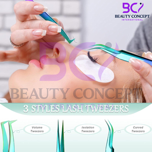 Best Seller OEM Service Curved Grafted Eyelash Extension Tweezers Stainless Steel Straight Tip Lightweight Durable Beauty Tool - Product Image 5