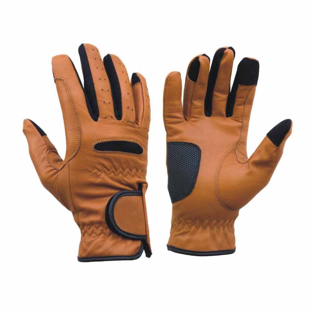 Triple-layer thumb reinforcement on jumping gloves wholesale from horse riding gloves factory