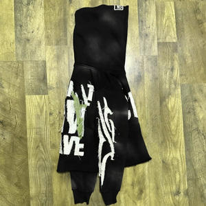 Parches bordados personalizados Logo Sun Fade de algodón pesado de alta calidad French Terry Distressed Acid Wash Hoodie - Product Image 5