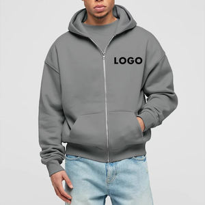 Sudadera con capucha de algodón con cremallera y estampado de logotipo personalizado para hombre - Product Image 1