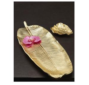 ทองเหลืองโบราณโลหะที่กําหนดเองใบอาหารถาดโรงแรมและบ้านใช้ห้องนั่งเล่นห้องรับประทานอาหารผลไม้ใบเสิร์ฟถาด - Product Image 2