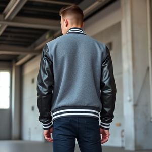 Chaqueta universitaria roja y negra de alta calidad con espacio en blanco con mangas de cuero, estilo de Primavera de ropa de calle, disponible a granel, proveedor OEM - Product Image 4