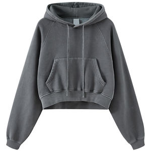 Sweat à capuche en coton uni de haute qualité pour femmes, Fournisseur direct d'usine, Sweats à capuche courts pour femmes à vendre - Product Image 6