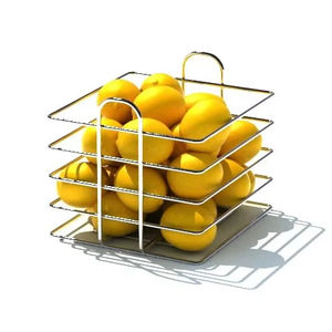 Silver Stylish Metal Fruit <b>Basket</b> Fruit Holder With <b>Square</b> Shape Offering Easy Access To Fruits And Enhancing Kitchen Aesthetics - Product Image 1