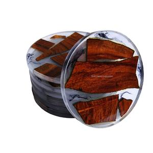 Dining Table Decorative Wood and Resin <b>Coasters</b> Brown Finished Round Shape <b>for</b> Home & Hotel <b>Drink</b> Serving <b>Coasters</b> - Product Image 5
