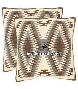 Funda De Almohada Kilim de lana tejida a mano de lujo indio de calidad Premium patrón geométrico estilo granja respaldo funda de sofá hoteles - Product Image 1