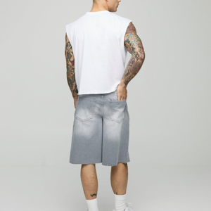 2025 Short baggy en jean pour hommes avec logo personnalisé Shorts de grande taille décontractés de haute qualité à taille moyenne - Product Image 4